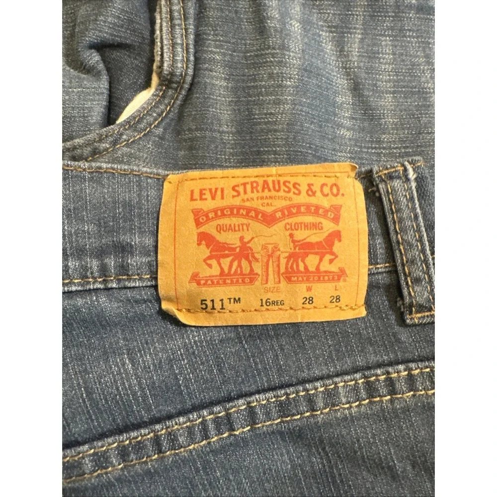 Levi's 511 Slim‎ Jeans Men's W28 L28 Blue Stretch Slim Fit Distressed Fade